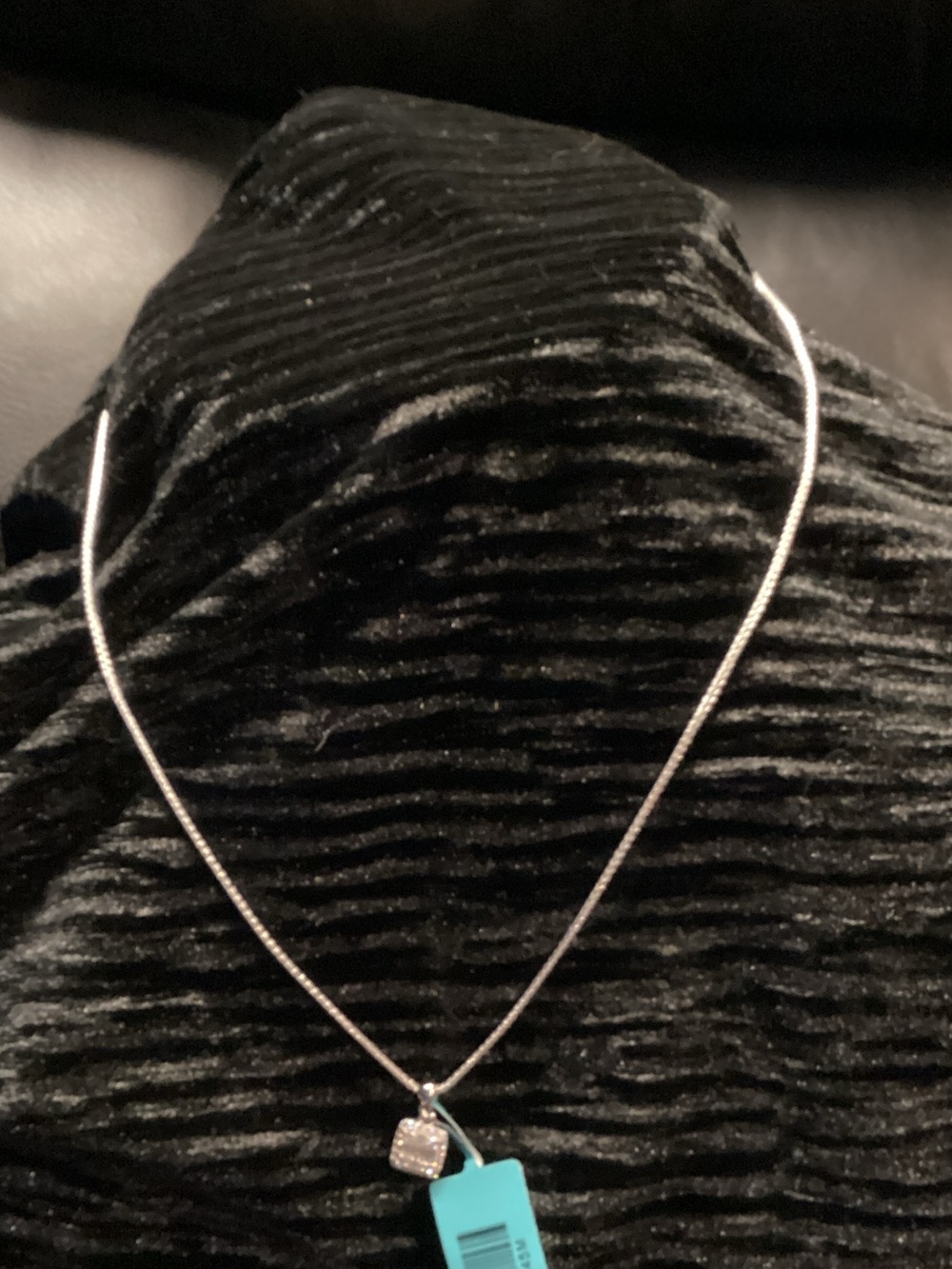 925 Sterling Silver 20 in.Chain Necklace with Square moissanite cluster pendant